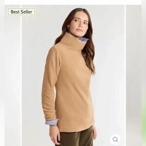 Dudley Stephens Fleece Turtleneck Long Sleeve Pullover Sweater Tan Camel Small